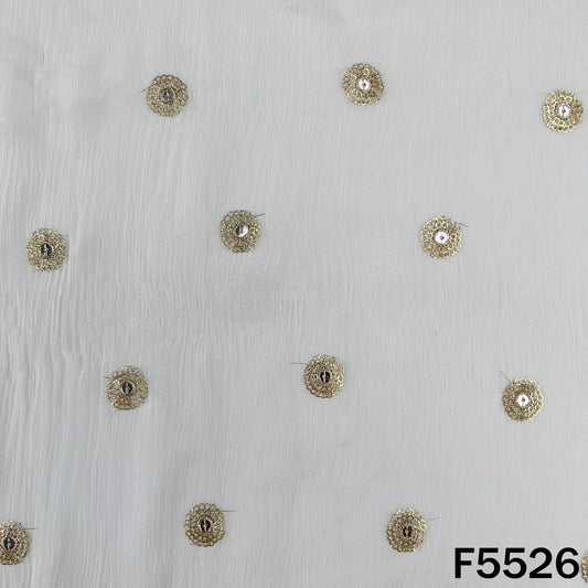 Dyeable Zari Sequins Embroidered Chinnon Chiffon Fabric - F5526