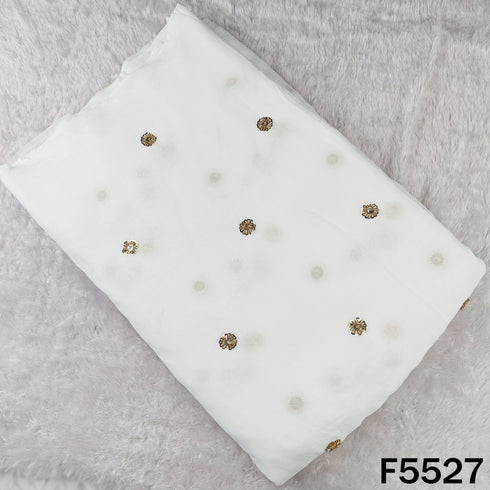 Dyeable Cut Dana Sequins Work Georgette Fabric - F5527