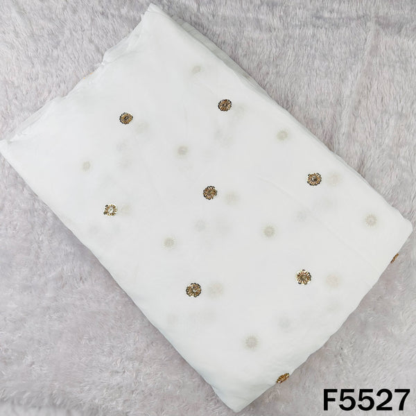 Dyeable Cut Dana Sequins Work Georgette Fabric - F5527