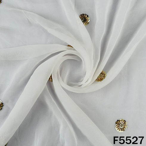 Dyeable Cut Dana Sequins Work Georgette Fabric - F5527