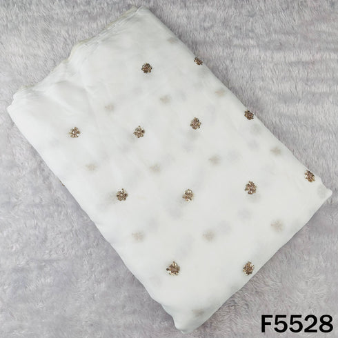 Dyeable Cut Dana Sequins Work Georgette Fabric - F5528