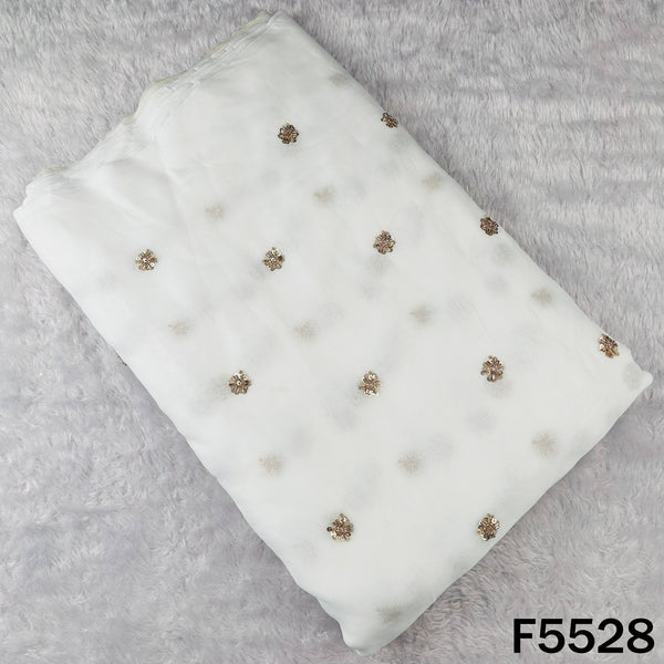 Dyeable Cut Dana Sequins Work Georgette Fabric - F5528