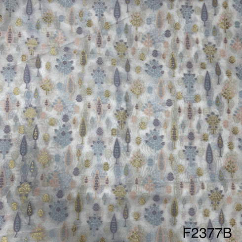 Thread Embroidered Silk Chanderi Fabric-F2377