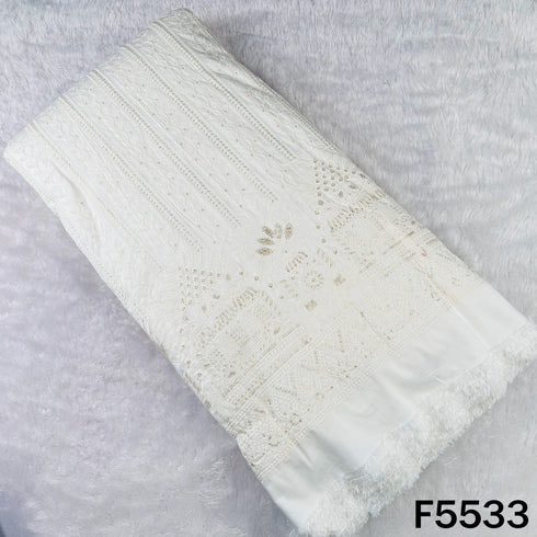 Dyeable Thread Sequins Embroidered Silk Fabric - F5533