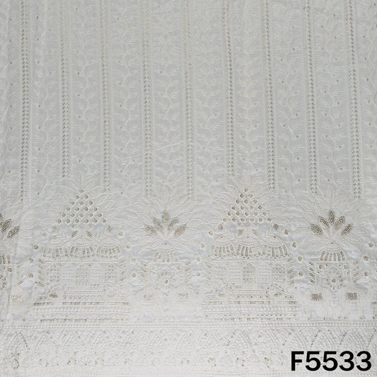 Dyeable Thread Sequins Embroidered Silk Fabric - F5533