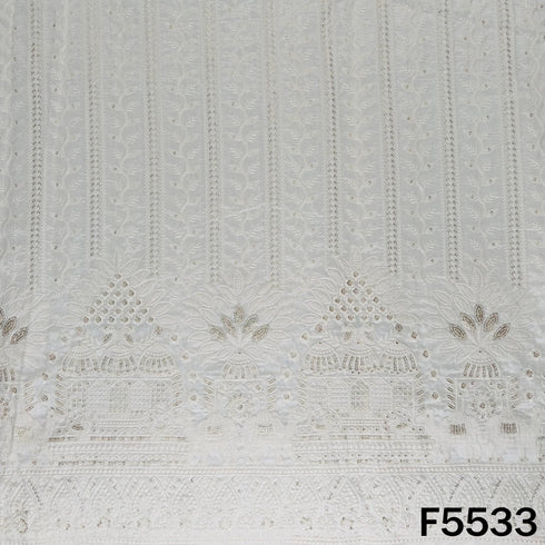 Dyeable Thread Sequins Embroidered Silk Fabric - F5533