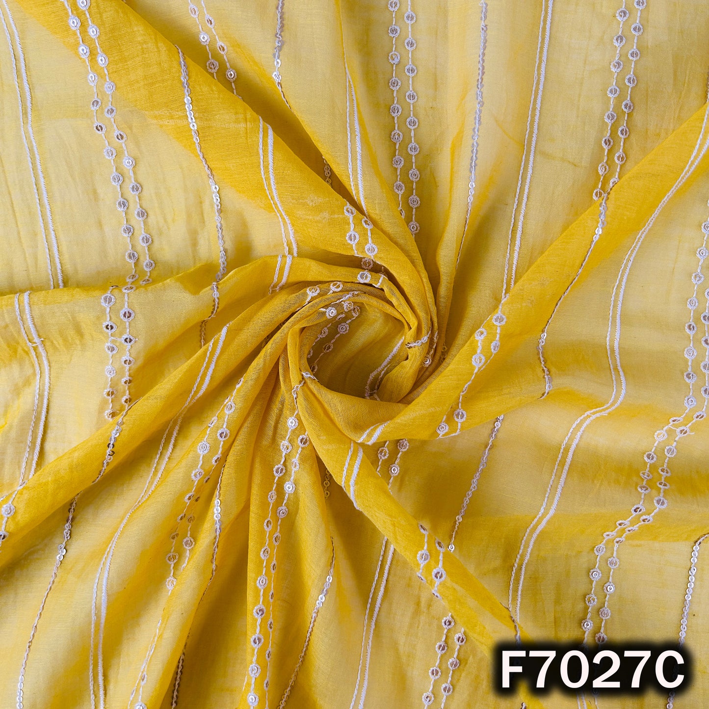 Thread Sequins Work Mul Chanderi Fabric - F7027