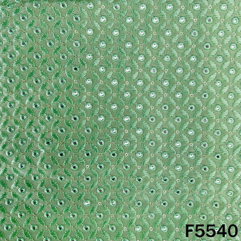 Thread Sequins Embroidered Upada Silk Fabric - F5540
