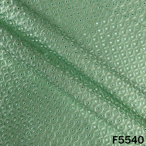 Thread Sequins Embroidered Upada Silk Fabric - F5540