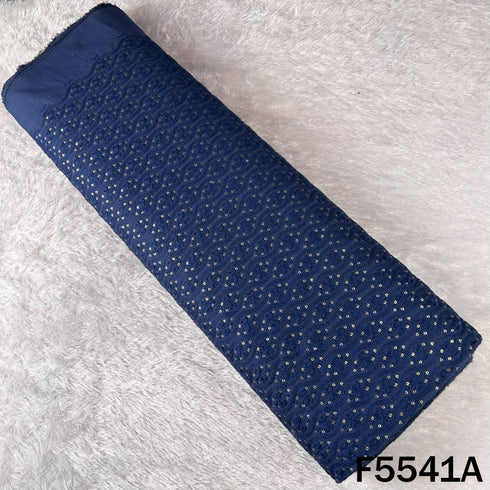 Thread Sequins Embroidered Cotton Silk Fabric - F5541