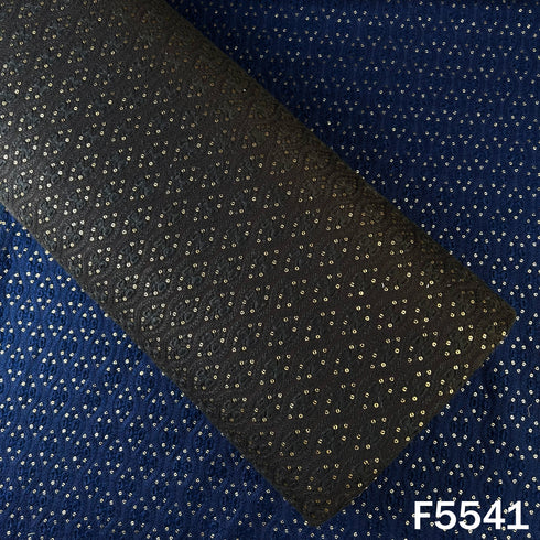 Thread Sequins Embroidered Cotton Silk Fabric - F5541