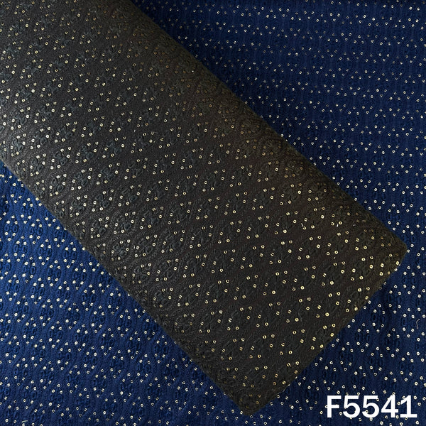 Thread Sequins Embroidered Cotton Silk Fabric - F5541
