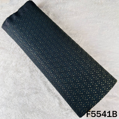 Thread Sequins Embroidered Cotton Silk Fabric - F5541