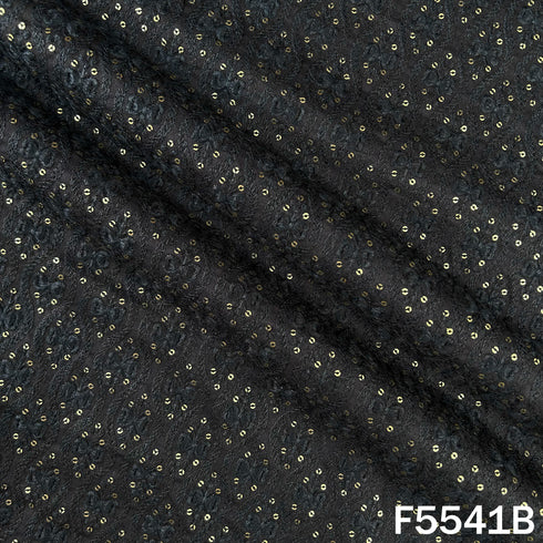 Thread Sequins Embroidered Cotton Silk Fabric - F5541