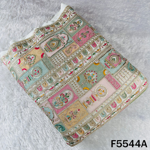 Thread Zari Sequins Embroidered Georgette Fabric - F5544