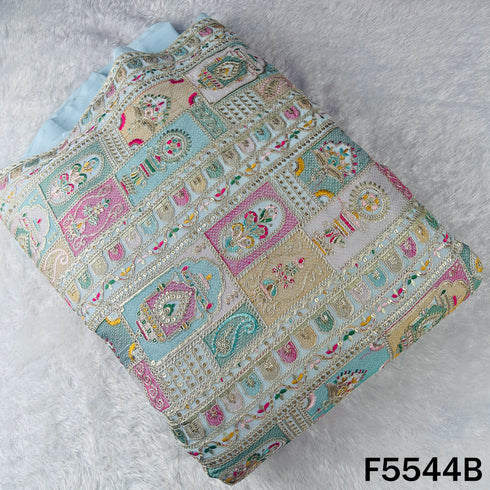 Thread Zari Sequins Embroidered Georgette Fabric - F5544