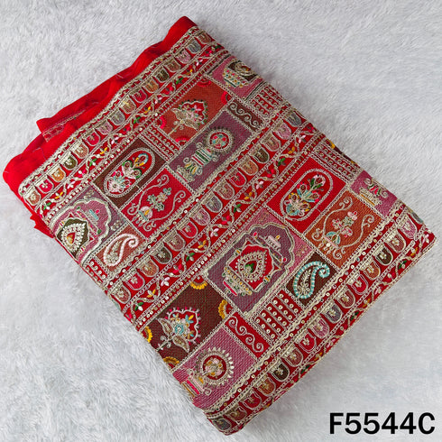 Thread Zari Sequins Embroidered Georgette Fabric - F5544