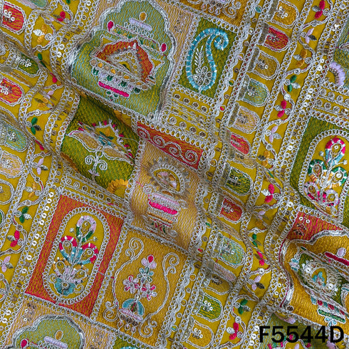 Thread Zari Sequins Embroidered Georgette Fabric - F5544