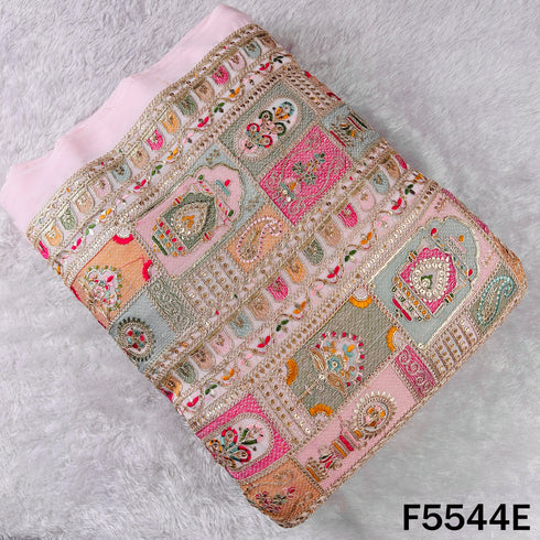 Thread Zari Sequins Embroidered Georgette Fabric - F5544