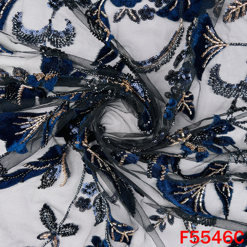 Cut Dana Sequins Embroidered Net Fabric - F5546