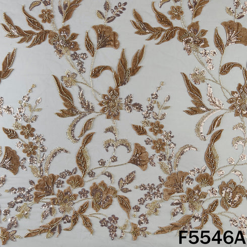 Cut Dana Sequins Embroidered Net Fabric - F5546