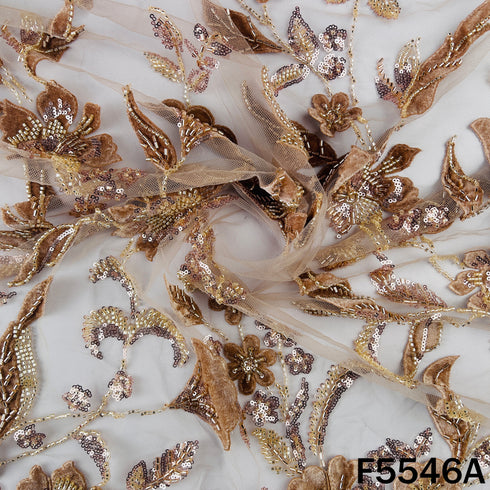 Cut Dana Sequins Embroidered Net Fabric - F5546