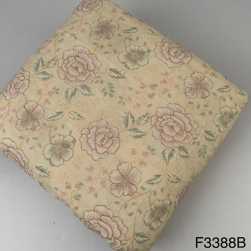 Position Print Embroidered On Uppada Silk Fabric-F3388