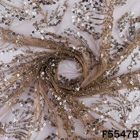 Cut Dana Sequins Embroidered Net Fabric - F5547