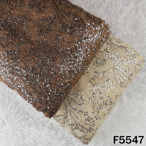Cut Dana Sequins Embroidered Net Fabric - F5547