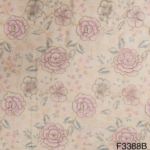 Position Print Embroidered On Uppada Silk Fabric-F3388