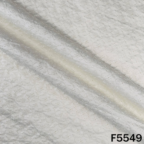 Dyeable Thread Sequins Embroidered Modal Satin Fabric - F5549