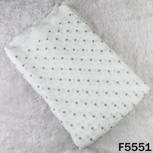 Dyeable Zari Sequins Work organza Fabric - F5551