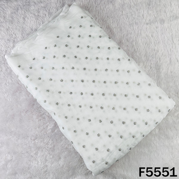 Dyeable Zari Sequins Work organza Fabric - F5551