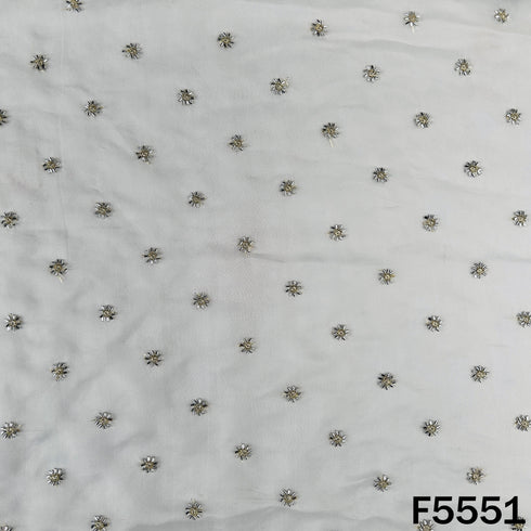 Dyeable Zari Sequins Work organza Fabric - F5551