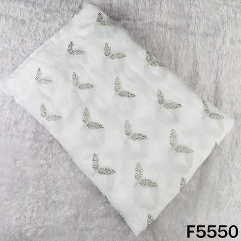 Dyeable Zari Sequins Work organza Fabric - F5550