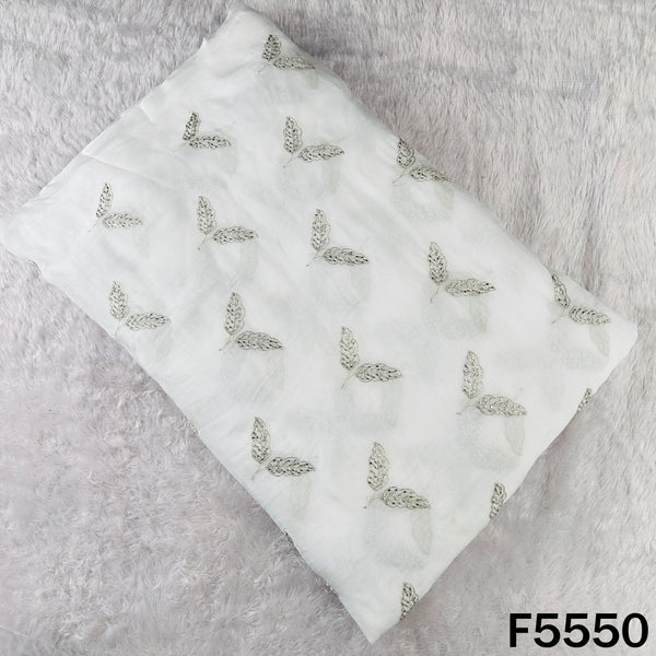 Dyeable Zari Sequins Work organza Fabric - F5550