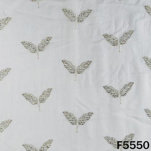 Dyeable Zari Sequins Work organza Fabric - F5550