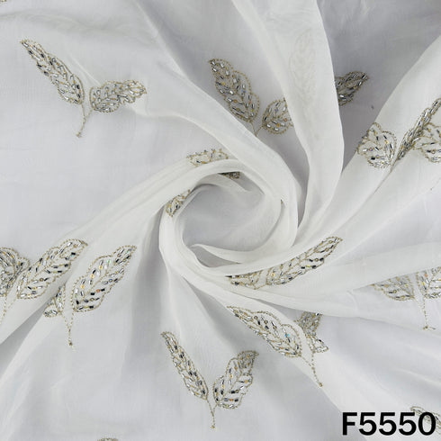 Dyeable Zari Sequins Work organza Fabric - F5550