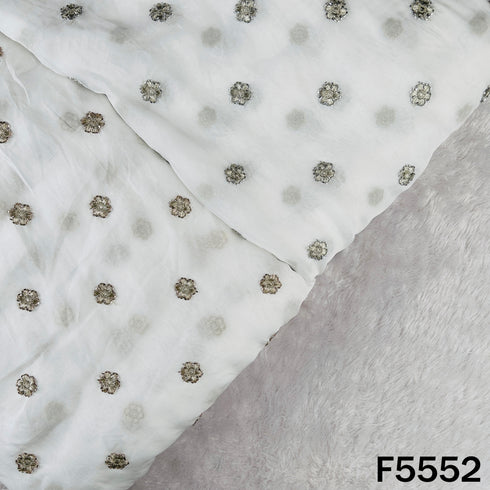Dyeable Zari Sequins Work organza Fabric - F5552