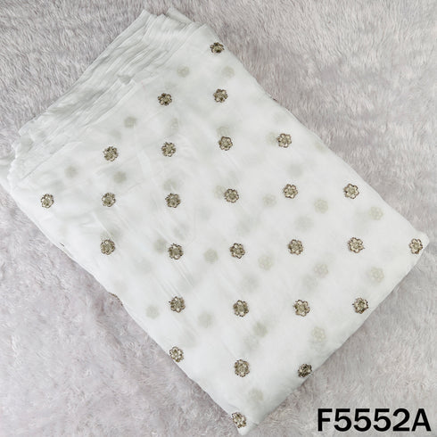 Dyeable Zari Sequins Work organza Fabric - F5552