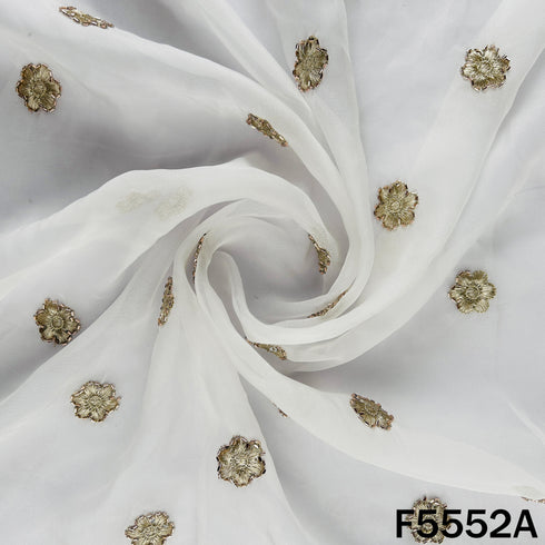 Dyeable Zari Sequins Work organza Fabric - F5552