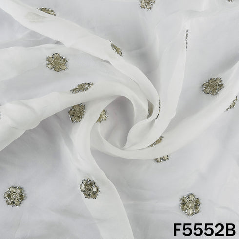 Dyeable Zari Sequins Work organza Fabric - F5552
