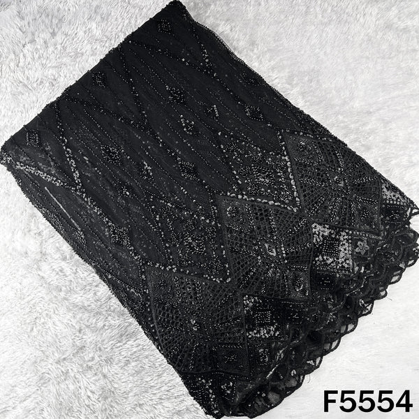 Cut Dana Sequins Pearl Embroidered Net Fabric - F5554