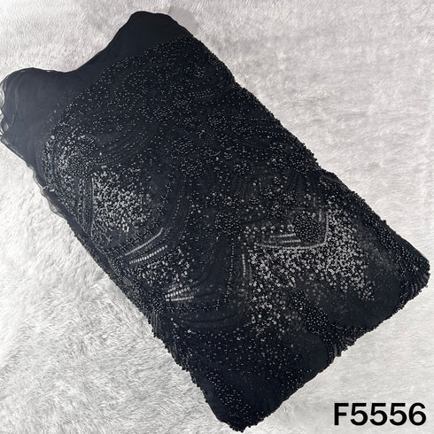 Cut Dana Sequins Pearl Embroidered Net Fabric - F5556