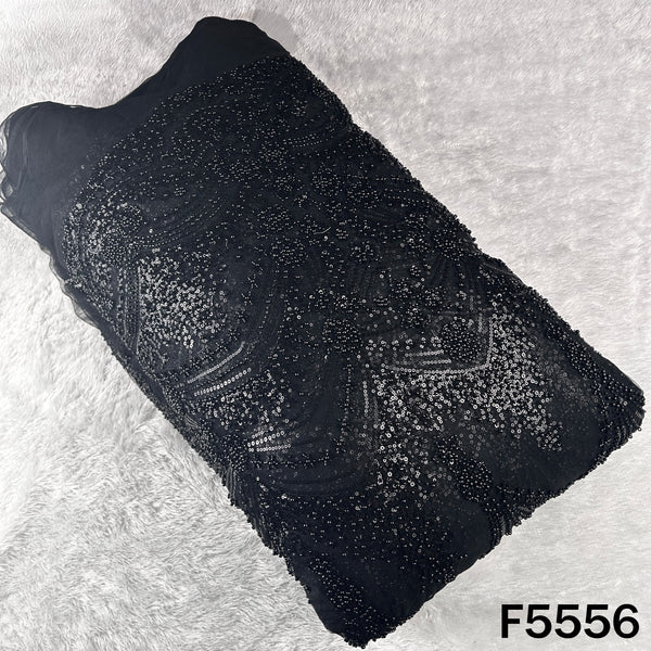 Cut Dana Sequins Pearl Embroidered Net Fabric - F5556