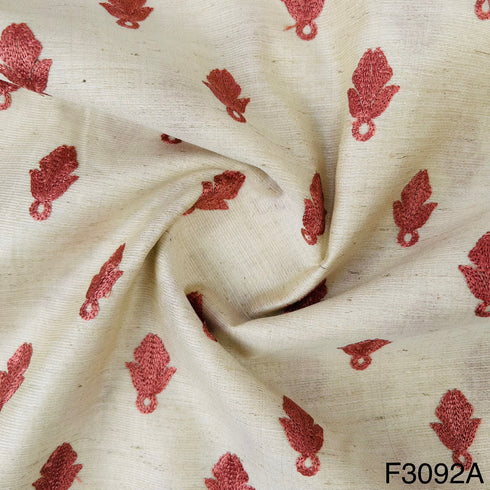 Thread Embroidered Cotton Silk Fabric-F3392