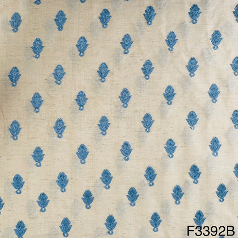 Thread Embroidered Cotton Silk Fabric-F3392