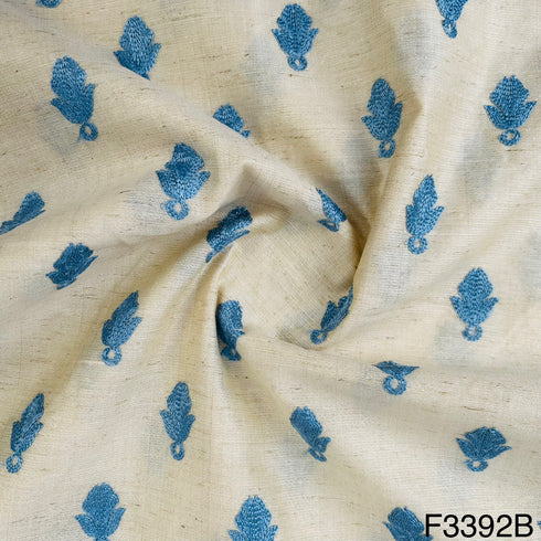 Thread Embroidered Cotton Silk Fabric-F3392