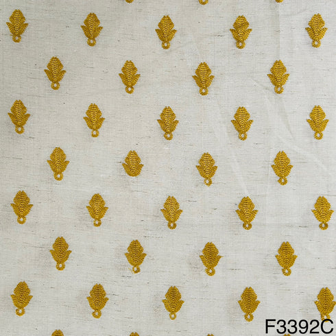 Thread Embroidered Cotton Silk Fabric-F3392