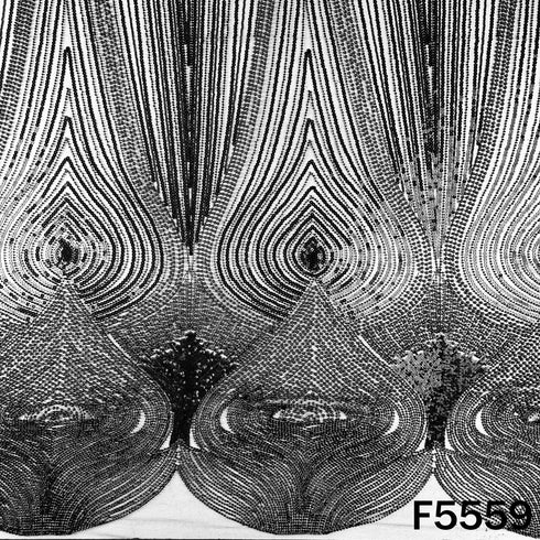 Cut Dana Sequins Pearl Embroidered Net Fabric - F5559